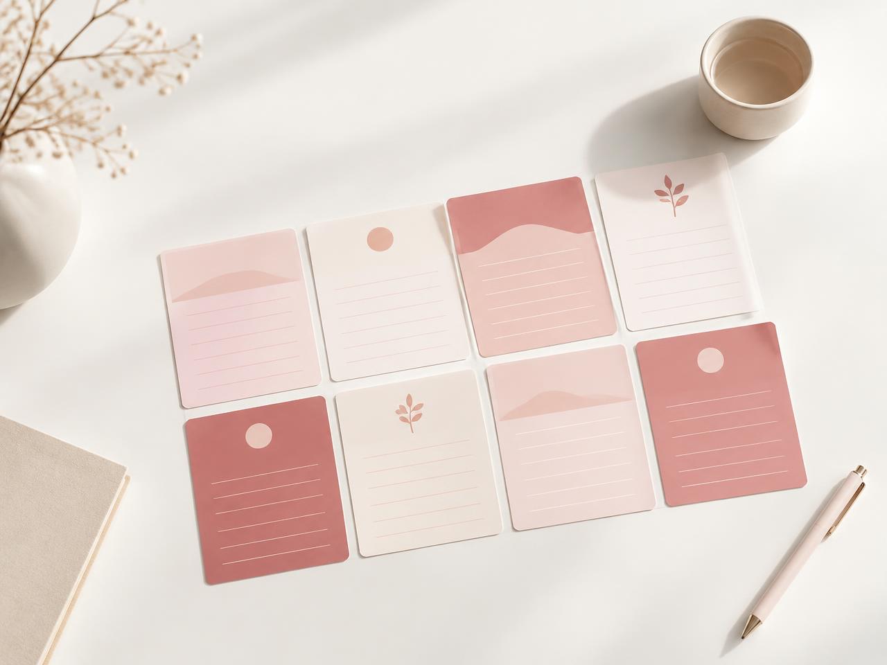 A calm desk with a weekly planner collage